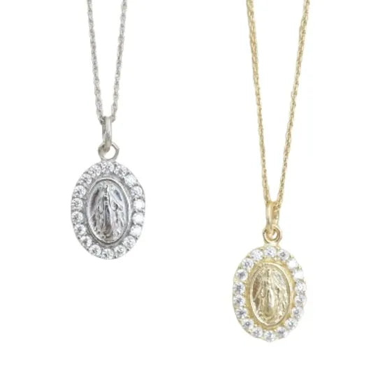 Diamond Miraculous Mary necklace