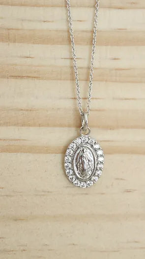 Diamond Miraculous Mary Silk necklace