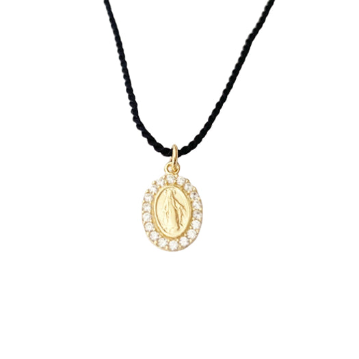 Diamond Miraculous Mary Silk necklace