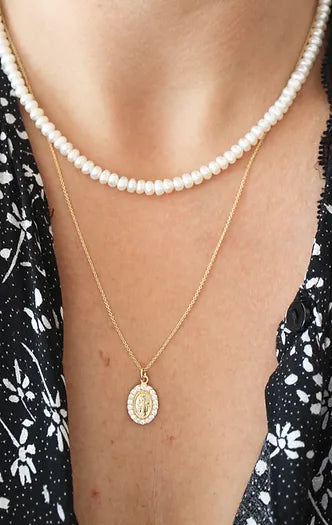 Diamond Miraculous Mary necklace